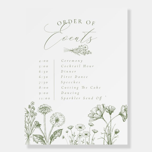 Wildflower Boho Chic Order of Events Poster (Front)