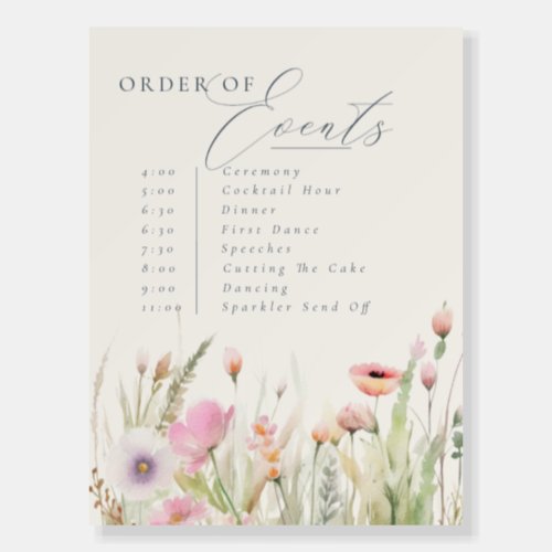 Wildflower Boho Chic Order of Events Poster