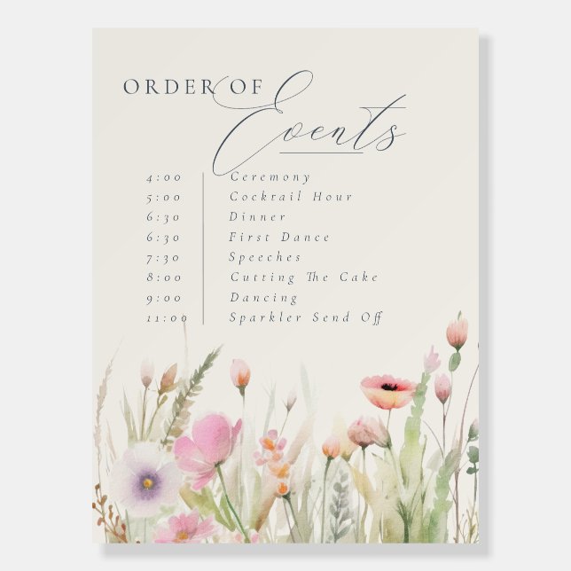 Wildflower Boho Chic Order of Events Poster (Front)