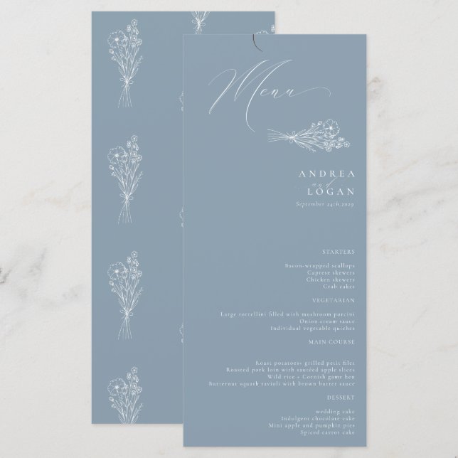 Wildflower Boho Chic Wedding Menu (Front/Back)