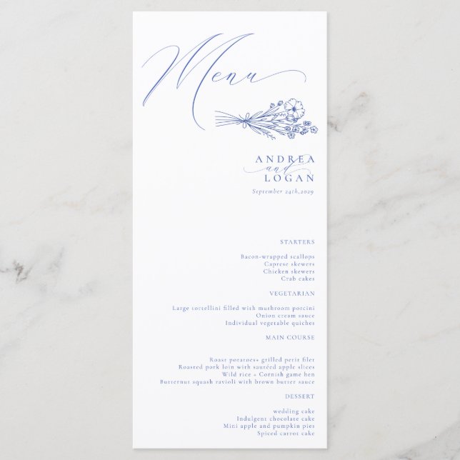Wildflower Boho Chic Wedding Menu (Front)