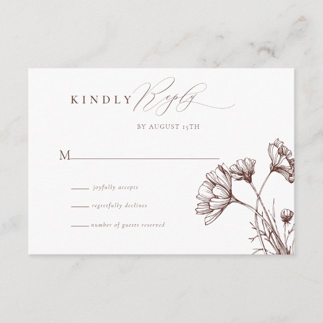 Wildflower Boho Chic Wedding RSVP Enclosure Card (Front)