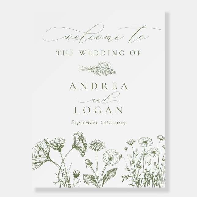 Wildflower Boho Chic Wedding Welcome Poster (Front)
