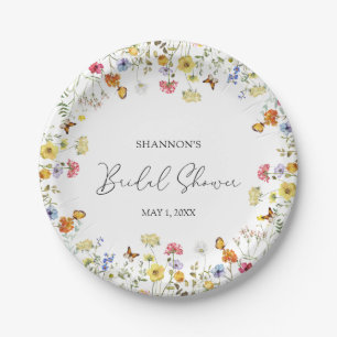 Wildflower Boho Colorful Botanical Bridal Shower Paper Plates
