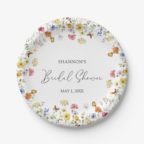 Wildflower Boho Colorful Botanical Bridal Shower Paper Plates