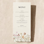Wildflower Boho Elegant Wedding Reception Menu<br><div class="desc">The Wildflower Boho Elegant Wedding Reception Menu offers a refined yet nature-inspired design, perfect for couples seeking a romantic, bohemian ambiance for their wedding celebration. Featuring delicate wildflower illustrations in soft, earthy tones, this menu adds a touch of elegance to any table setting. The customizable layout provides space to highlight...</div>
