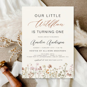 Wildflower Boho First 1st Birthday Garden Invitation