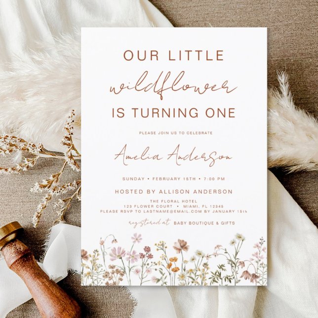 Wildflower Boho First 1st Birthday Garden Invitation (Creator Uploaded)