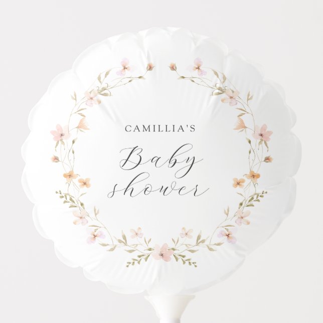 Wildflower Boho Floral Baby Shower  Balloon (Front)