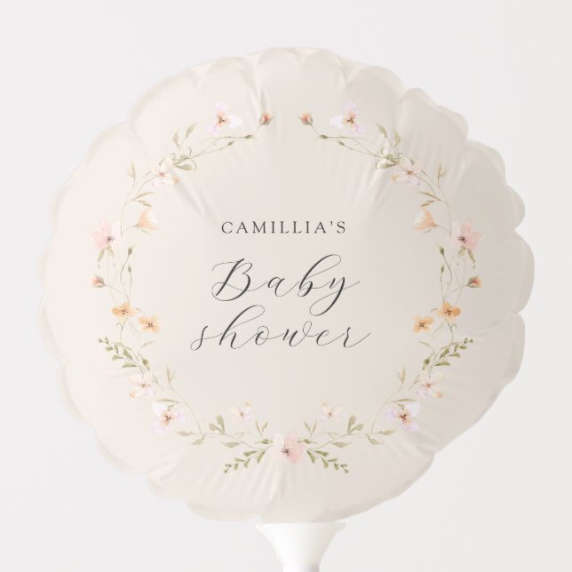 Wildflower Boho Floral Baby Shower  Balloon (Front)