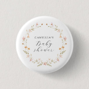 Wildflower Boho Floral Baby Shower  Button