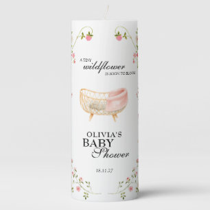 Wildflower Boho Floral Baby Shower Decor Souvenir Pillar Candle