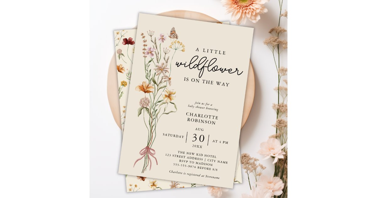 Wildflower Boho Floral Baby Shower Invitation | Zazzle