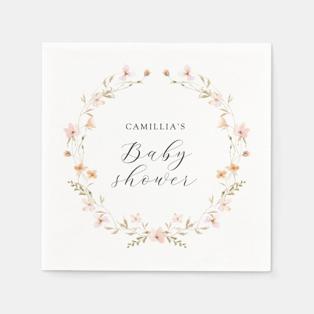 Wildflower Boho Floral Baby Shower  Napkins (Front)