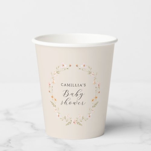 Wildflower Boho Floral Baby Shower  Paper Cups