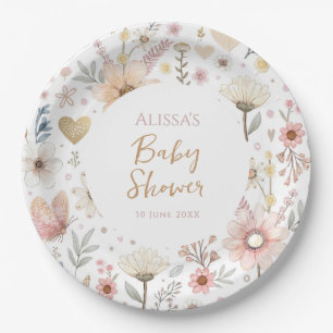 Wildflower Boho Floral  Baby Shower Paper Plates