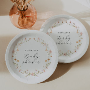 Wildflower Boho Floral Baby Shower Paper Plates