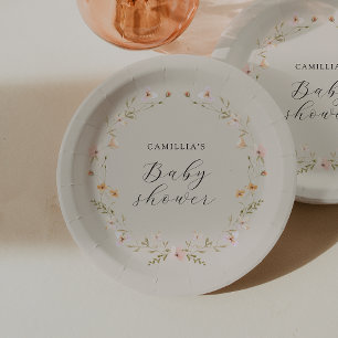Wildflower Boho Floral Baby Shower Paper Plates