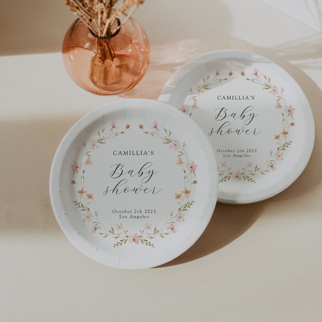 Wildflower Boho Floral Baby Shower  Paper Plates (Creator Uploaded)