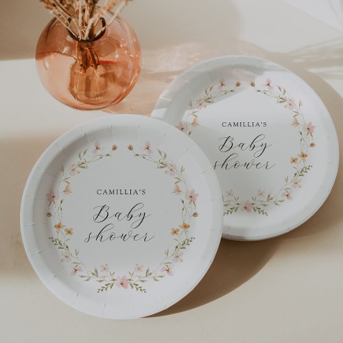 Wildflower Boho Floral Baby Shower  Paper Plates