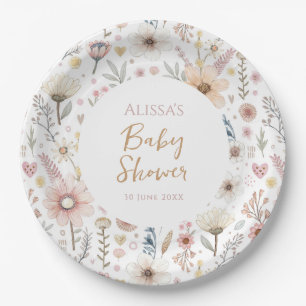 Wildflower Boho Floral  Baby Shower Paper Plates