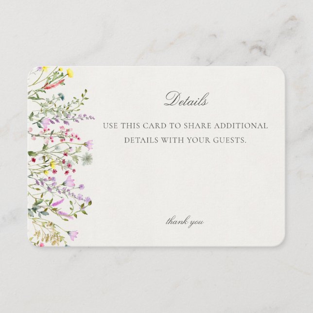 Wildflower Boho Floral Event Details Insert (Front)