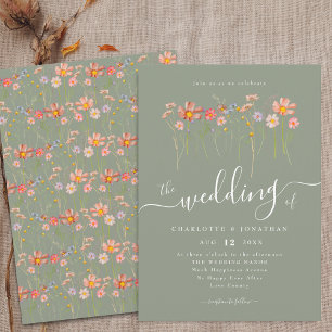 Wildflower Boho Floral Fall Sage Green Invitation