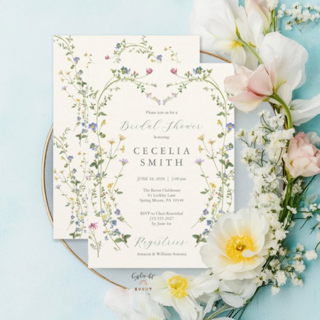 Wildflower Boho Floral Frame Bridal Shower Invitation (Creator Uploaded)