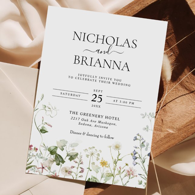 Wildflower Boho Floral Garden Wedding Invitation (Creator Uploaded)
