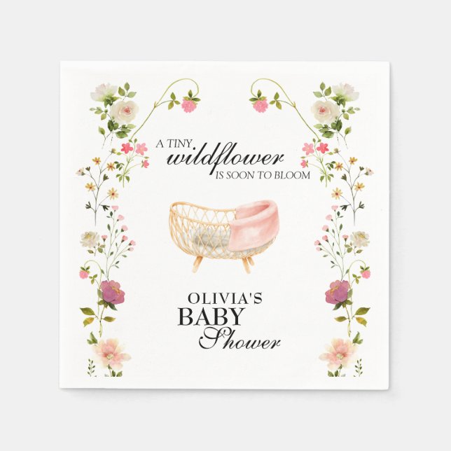 Wildflower Boho Floral Gender Neutral Baby Shower Napkins (Front)