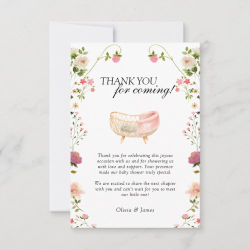 Wildflower Boho Floral Gender Neutral Baby Shower Thank You Card