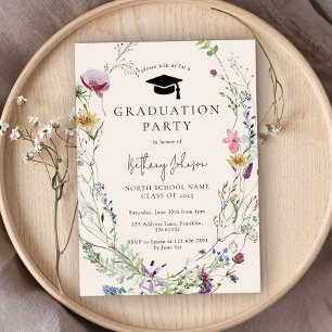 Wildflower Boho Floral Graduation Party Invitation