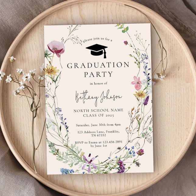 Wildflower Boho Floral Graduation Party Invitation (Creator Uploaded)