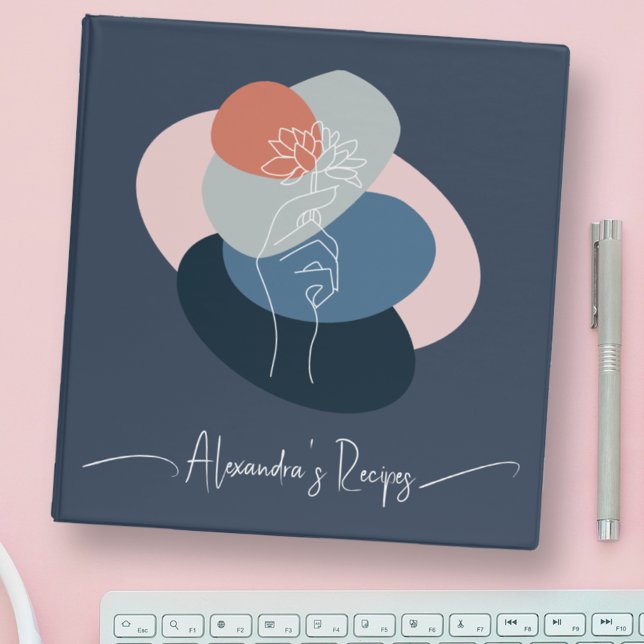 Wildflower Boho Floral Script Name Recipes 3 Ring Binder (Creator Uploaded)