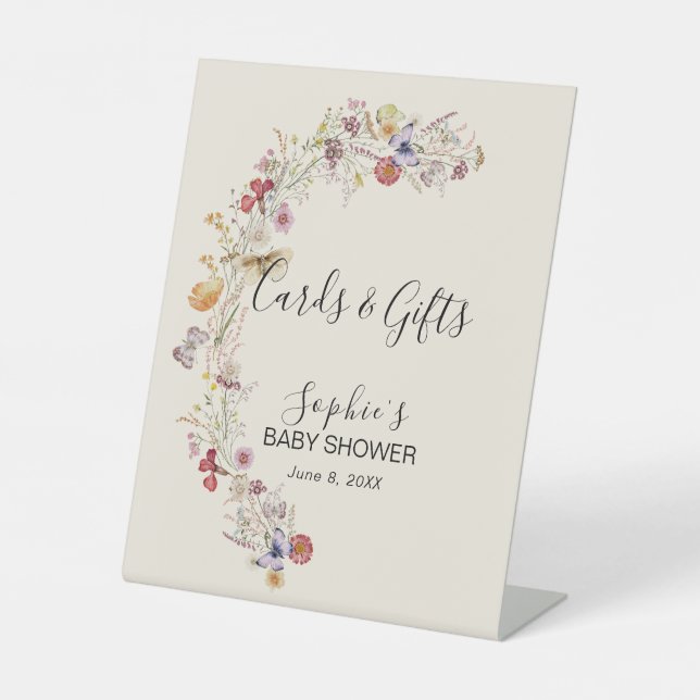 Wildflower Boho Garden Baby In Bloom Cards & Gifts Pedestal Sign (Front)