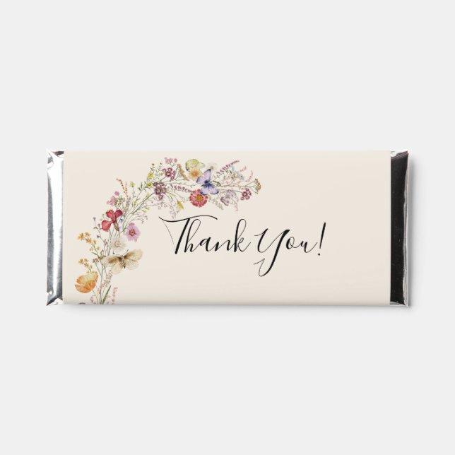 Wildflower Boho Garden Baby In Bloom Hershey Bar Favors (Front)