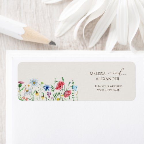 Wildflower Boho Garden Beige Return Address Label