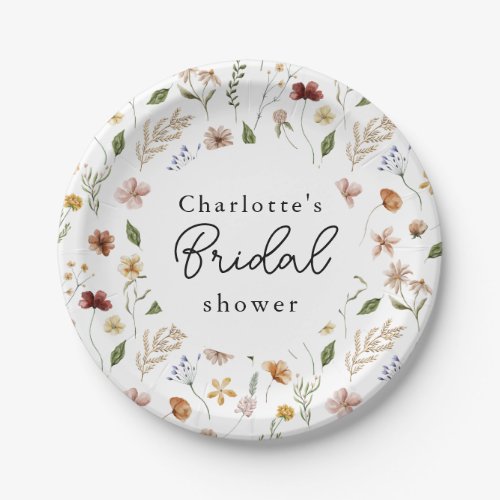 Wildflower Boho Garden Floral Bridal Shower Paper Plates