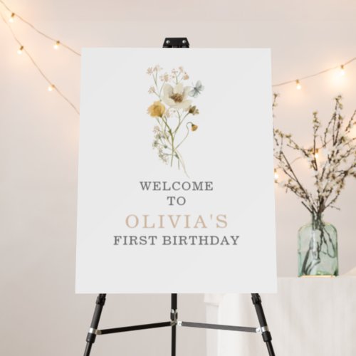 Wildflower Boho garden floral first birthday Foam Board