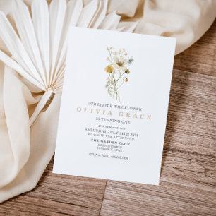 Wildflower Boho garden floral first birthday Invitation