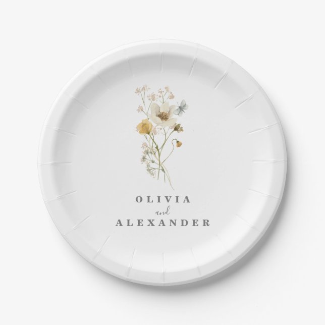 Wildflower Boho garden floral Paper Plates (Front)