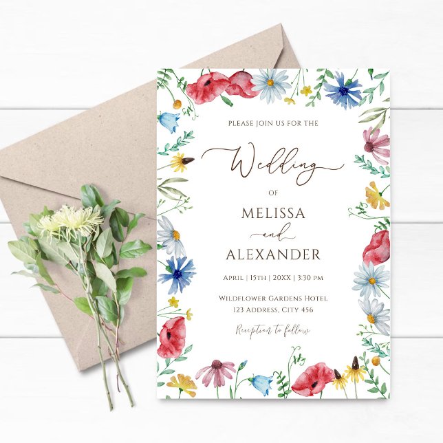 Wildflower boho garden floral Wedding Invitation (Creator Uploaded)