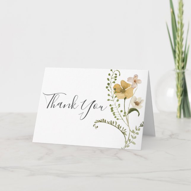 Wildflower Boho garden Floral Wedding Thank You Card (Front)
