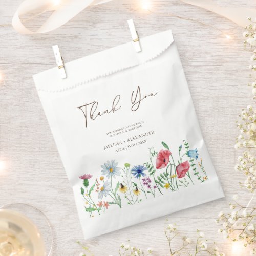 Wildflower Boho Garden Floral Wedding Thank You  Favor Bag