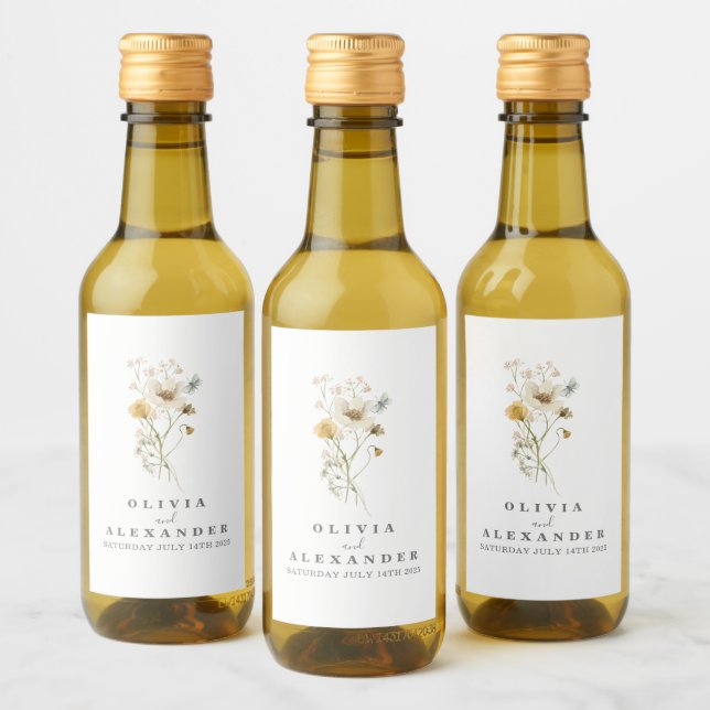 Wildflower Boho garden floral Wine Label (Bottles)