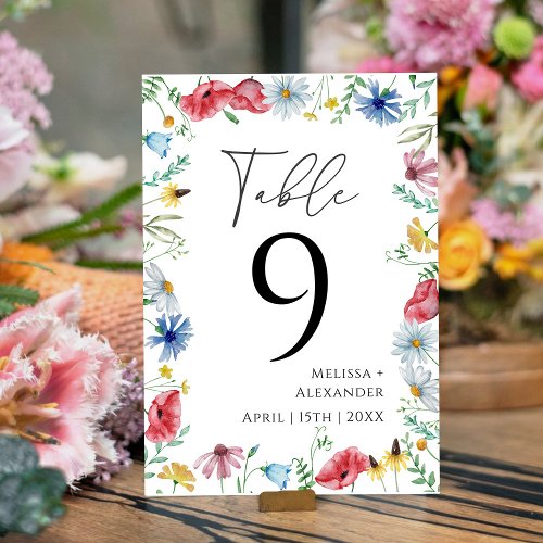 Wildflower Boho Garden Table Number