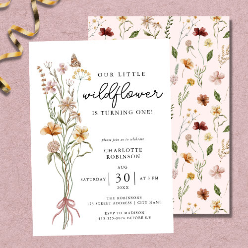 Wildflower Boho Garden Theme Girl 1st Birthday Inv