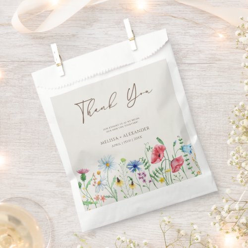 Wildflower Boho Garden Wedding Beige Thank you Favor Bag