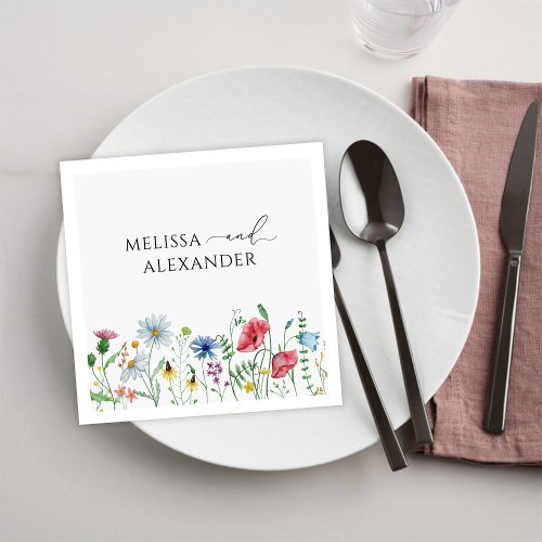 Wildflower Boho Garden Wedding Napkins