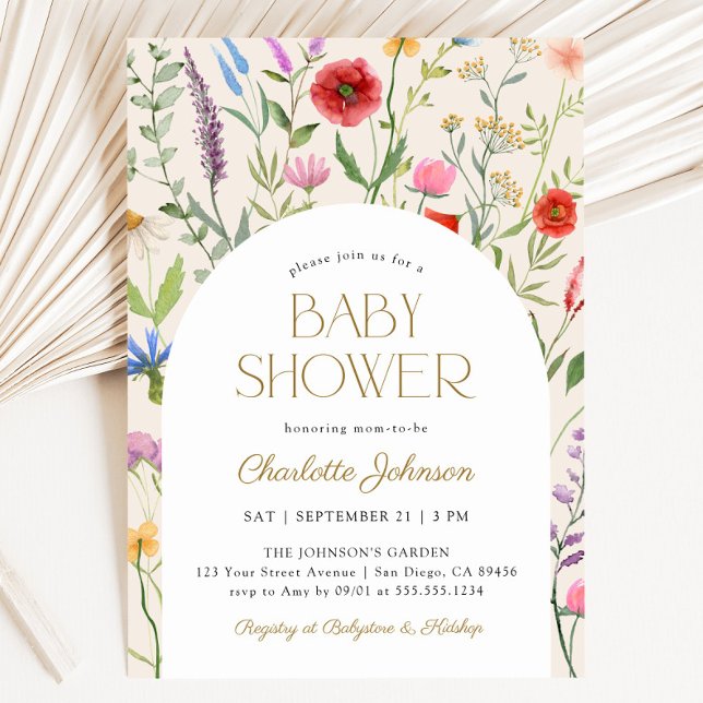 Wildflower Boho Gender Neutral Baby Shower Invitation (Wildflower Boho Gender Neutral Baby Shower Invitation)